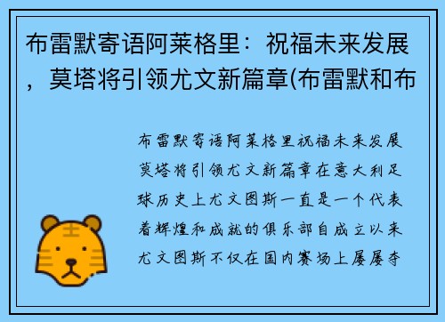 布雷默寄语阿莱格里：祝福未来发展，莫塔将引领尤文新篇章(布雷默和布莱特纳)